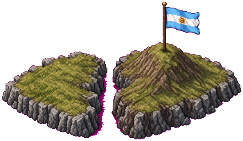 Las islas Malvinas con la bandera argentina